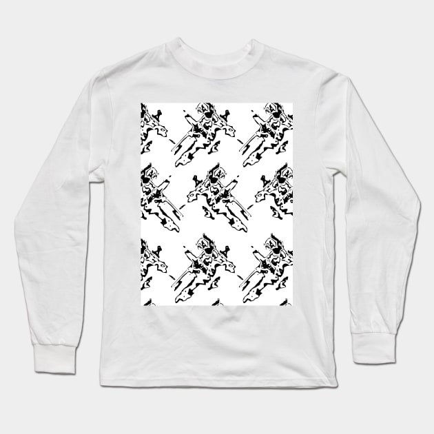 White background with black abstraction, cross, grunge Long Sleeve T-Shirt by grafinya